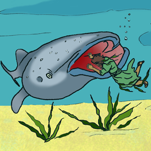 Jonah swallowed by big fish